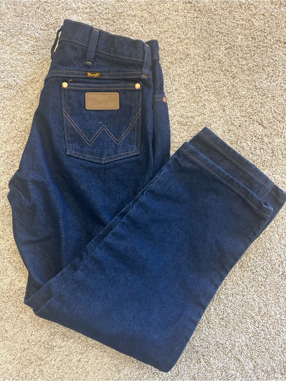 Wrangler dark Blue Straight-Leg Denim Jeans made in Mexico like new 34x29